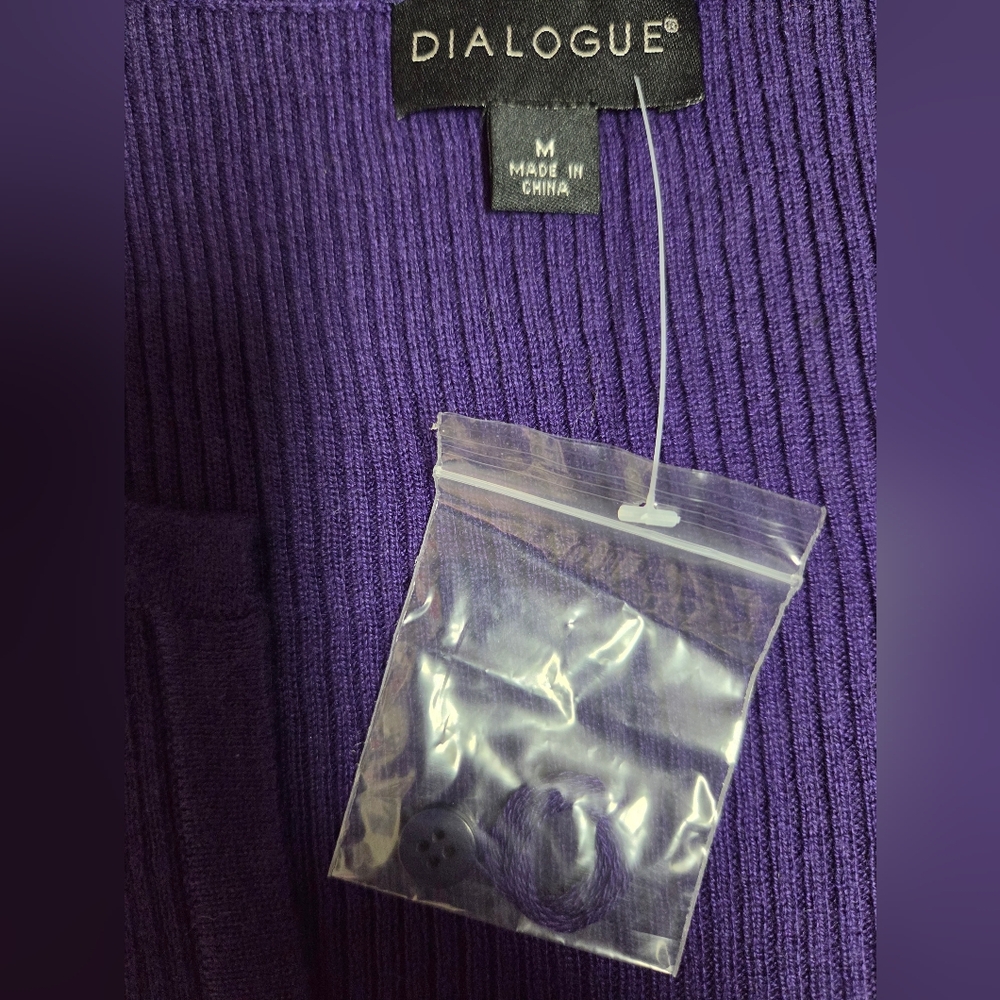 NWT Dialouge Purple Silk Cashmere Sweater Cardigan Medium - Picture 5 of 9
